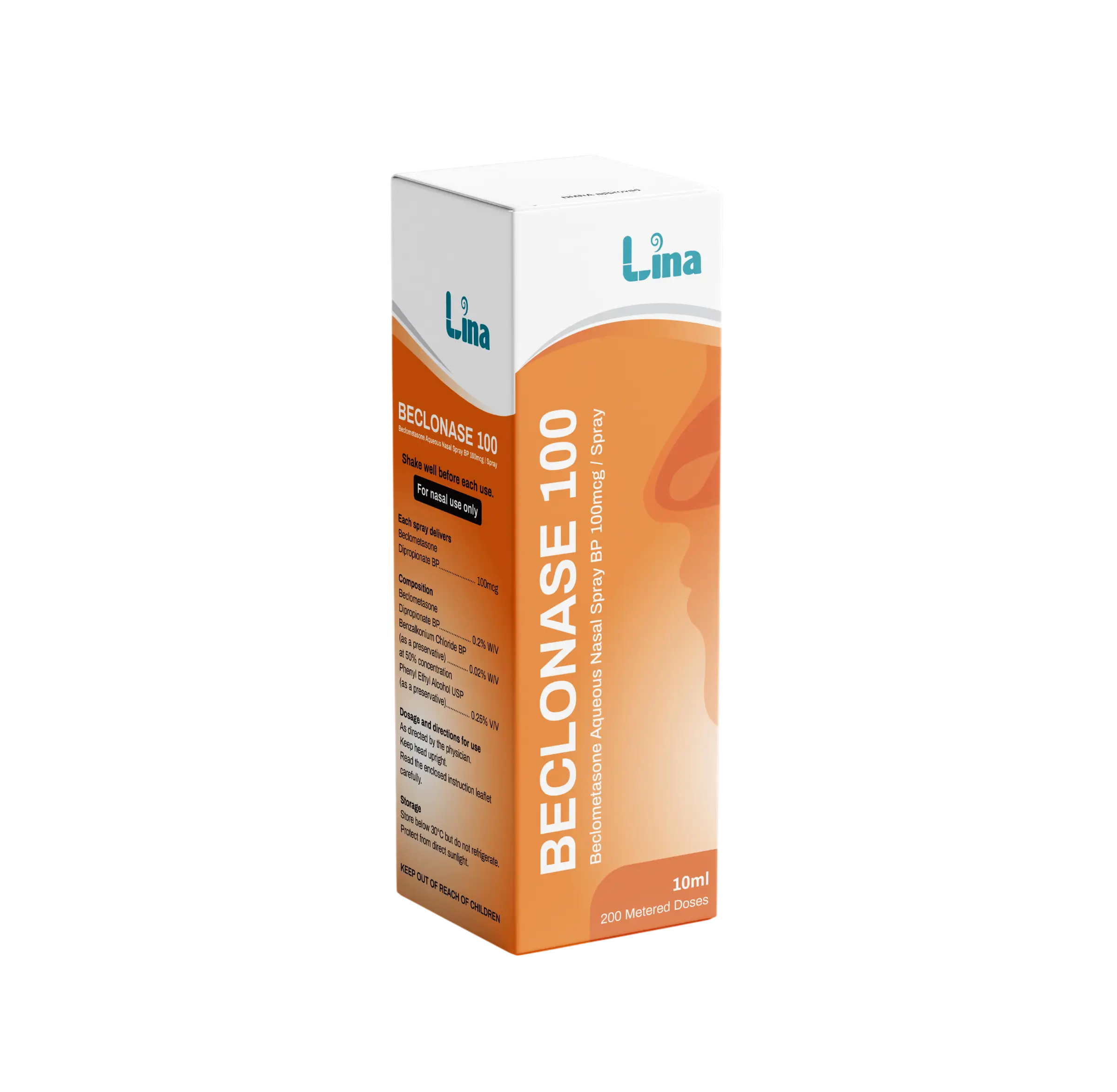Beclonase 100 nasal spray manufactured by Lina